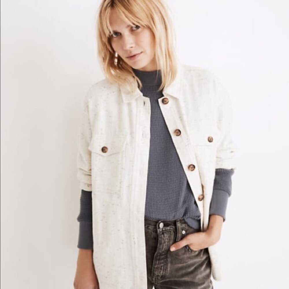 Madewell Cotton Donegal Flannel Button Down Shirt-Jacket Size XL NWOT